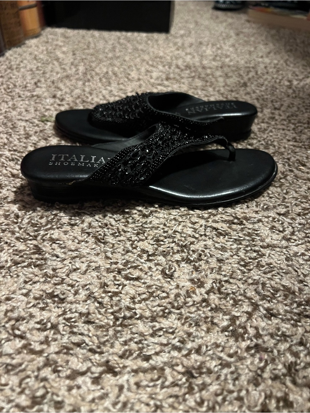 Italian Shoemakers Black Beaded Slide Sandals - Picture 3 of 3